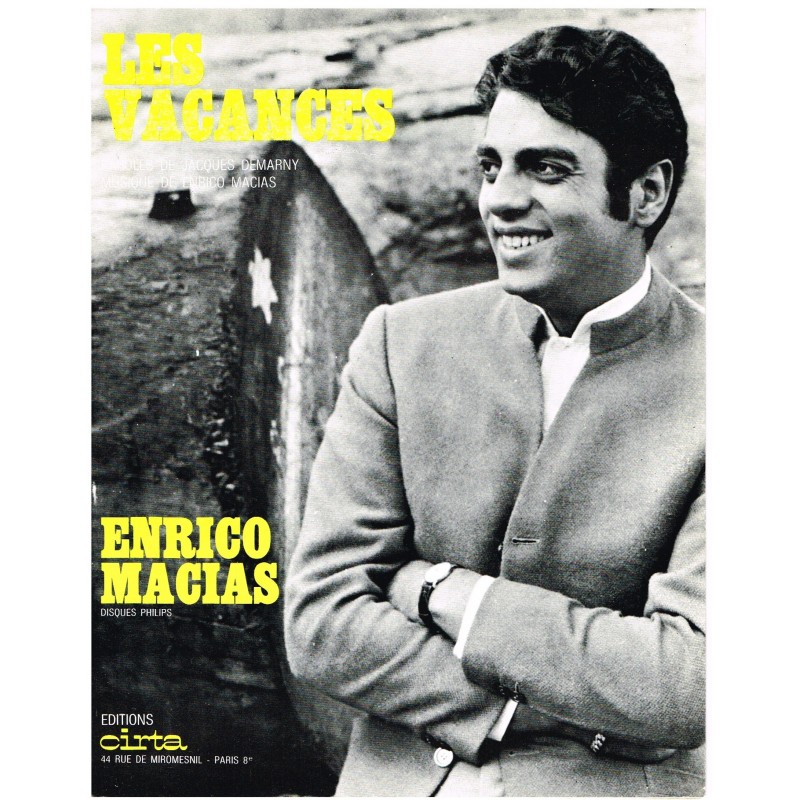 PARTITION DE ENRICO MACIAS - LES VACANCES