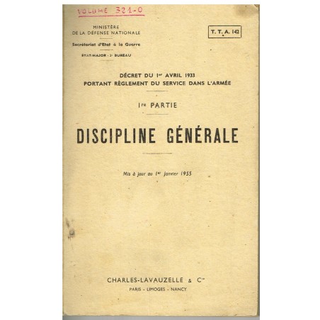 LIVRE - DISCIPLINE GENERALE - 1ère PARTIE