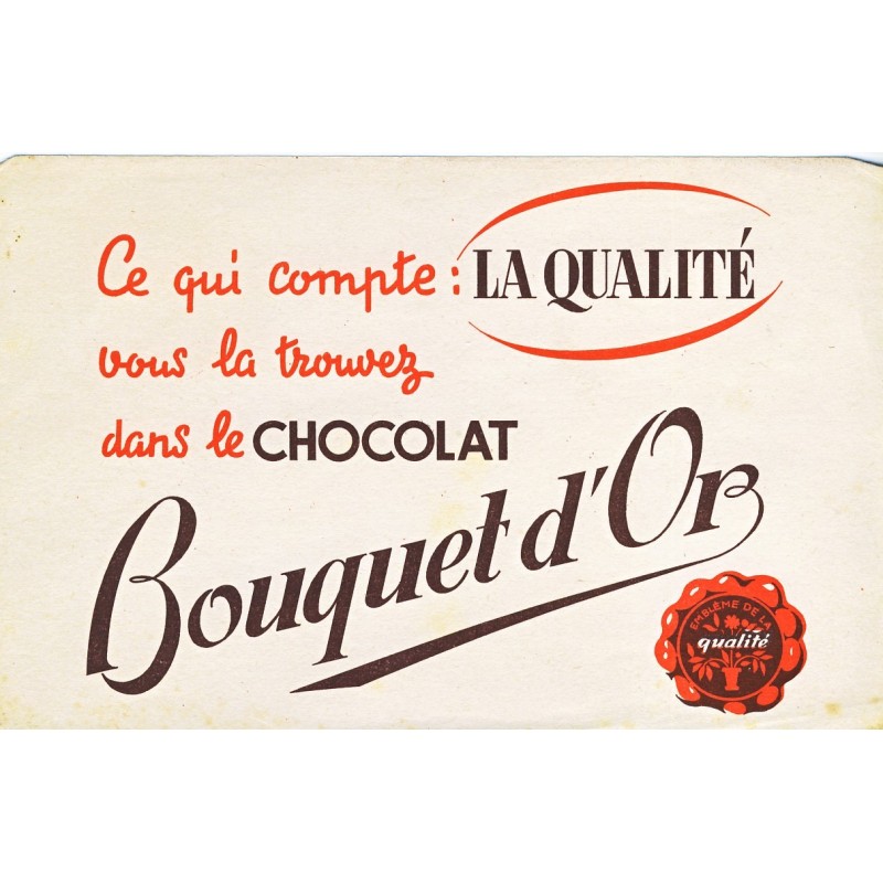 BUVARD CHOCOLAT BOUQUET D'OR LA QUALITE