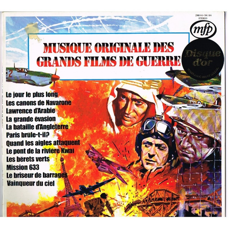 DISQUE 33 TOURS MUSIQUE ORIGINALE DES GRANDS FILMS DE GUERRE