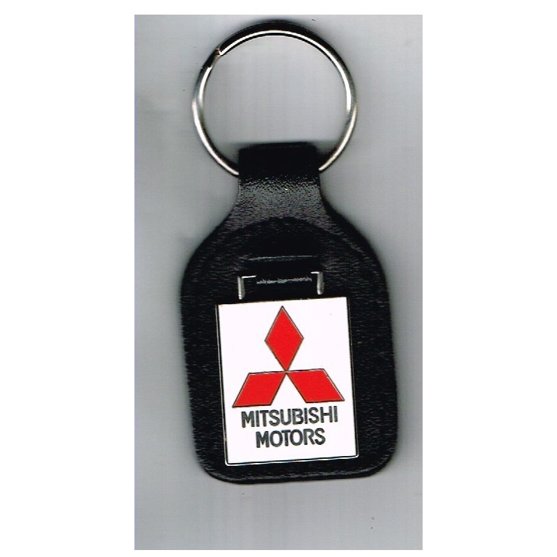 PORTE CLES MITSUBISHI MOTORS -  METAL EMAILLE SUR CUIR