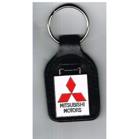 PORTE CLES MITSUBISHI MOTORS -  METAL EMAILLE SUR CUIR