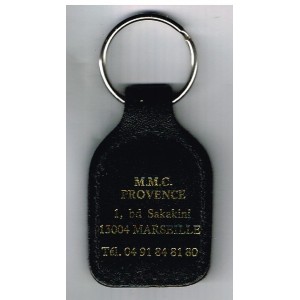 PORTE CLES MITSUBISHI MOTORS -  METAL EMAILLE SUR CUIR