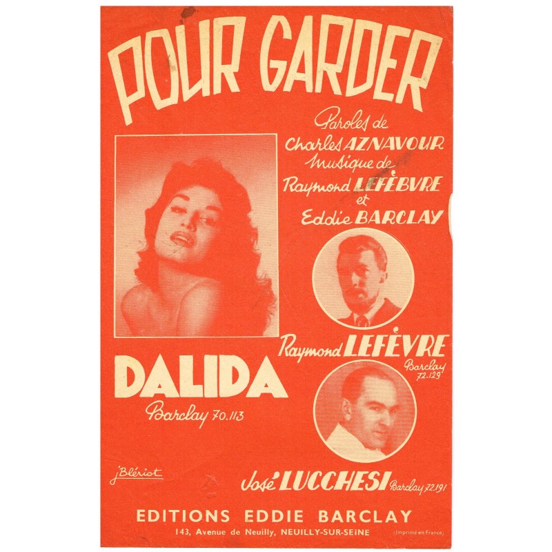 PARTITION DE DALIDA - POUR GARDER