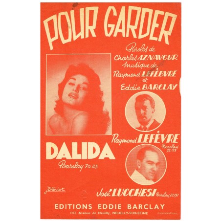 PARTITION DE DALIDA - POUR GARDER