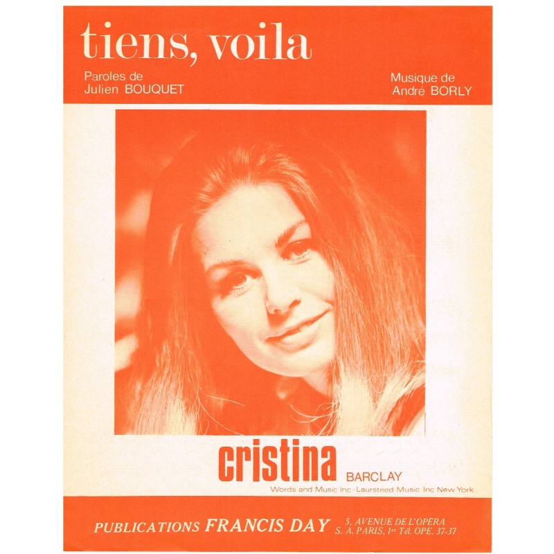 PARTITION de CRISTINA  - TIENS, VOILA PARTITION de CRISTINA  - TIENS, VOILA