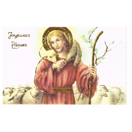 CARTE POSTALE JOYEUSES PAQUES - JESUS ET L'AGNEAU PASCAL