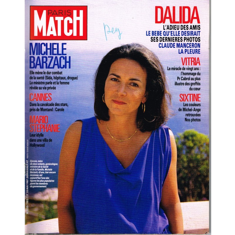 PARIS MATCH N° 1982 MAI 87 - DALIDA : L'ADIEU DES AMIS