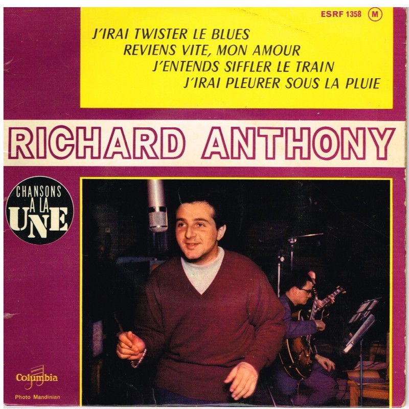 DISQUE 45 TOURS 17 cm EP - BIEM - RICHARD ANTHONY - J'IRAI TWISTER LE BLUES