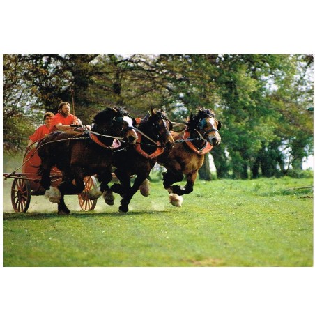 CP61  JUVIGNY-SOUS-ANDAINE - FERME DU CHEVAL DE TRAIT  LA MICHAUDIERE - ATTELAGE CHAR