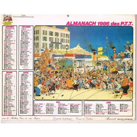 CALENDRIER ALMANACH DU FACTEUR 1986 - DUBOUT
