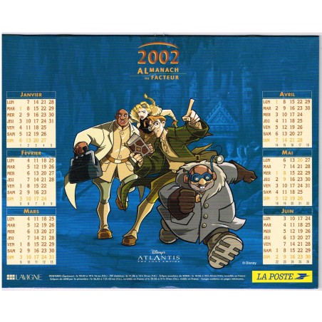 CALENDRIER ALMANACH DU FACTEUR 2002 - DISNEY - ATLANTIS