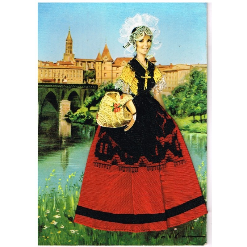 CARTE POSTALE BRODEE-HABILLEE - MONTAUBAN - 82 - "LA MONTALBANAISE"