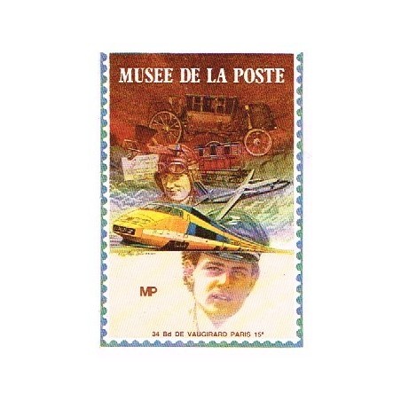 AUTOCOLLANT  MUSEE DE LA POSTE - LES MOYENS DE TRANSPORT DU COURRIER