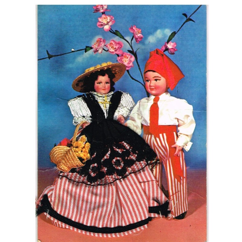 CARTE POSTALE BRODEE HABILLEE COUPLE PAYS NICOIS - COSTUME FOLKLORIQUE