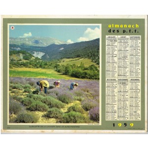 CALENDRIER ALMANACH DES PTT 1959 - NAILLY SUR CURE ET LAVANDE