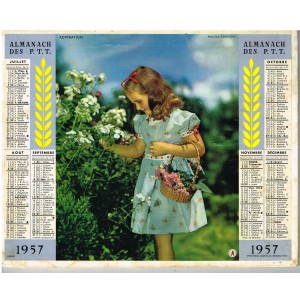 CALENDRIER ALMANACH DES PTT 1957 - ADMIRATION ET HEUREUSE PROMENADE