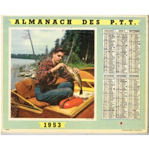 CALENDRIER ALMANACH DES PTT 1953 - CHASSE ET PECHE