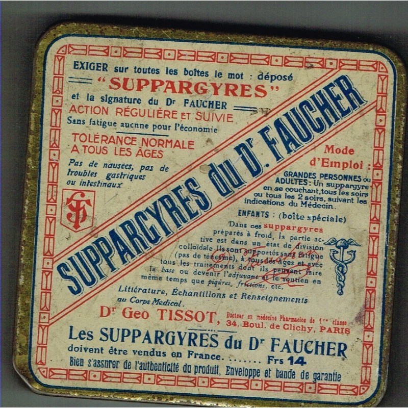 BOITE ANCIENNE EN METAL SUPPARGYRES DU Dr FAUCHER  BOITE ANCIENNE EN METAL SUPPARGYRES DU Dr FAUCHER