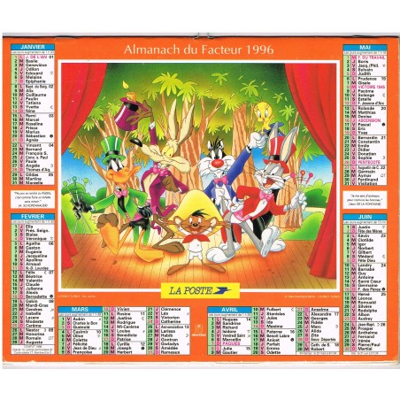 CALENDRIER ALMANACH DU FACTEUR 1996 - WARNER BROS - LOONEY TUNES