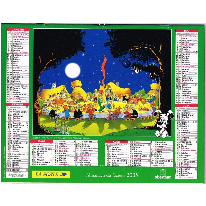 CALENDRIER ALMANACH DU FACTEUR 2005 - ASTERIX 2003