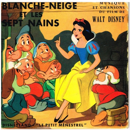 DISQUE 45 TOURS 17 cm BIEM. - LES CHANSONS DE "BLANCHE NEIGE" - WALT DISNEY
