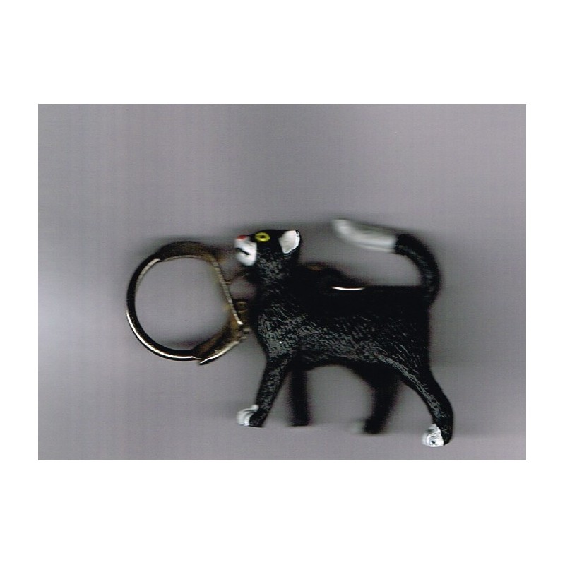 PORTE CLES CHAT NOIR ET BLANC EN 3D