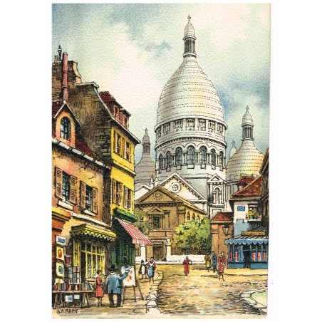 CARTE POSTALE PARIS - LA PLACE DU TERTRE ET LE SACRE COEUR - BARRE DAYEZ