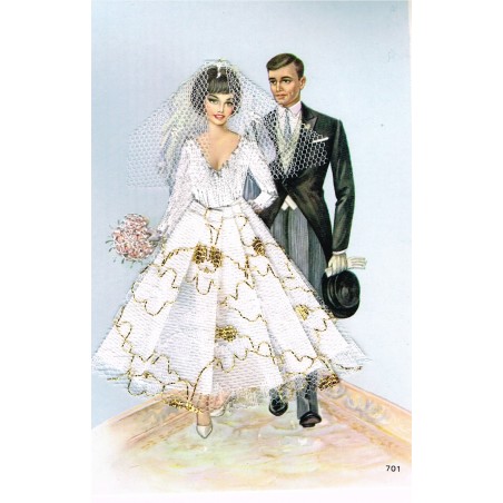 CARTE POSTALE BRODEE HABILLEE - MARIAGE