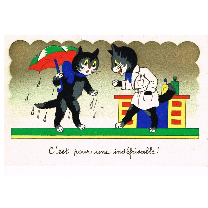 CARTE POSTALE CHATS HUMANISES -C'EST POUR  UNE INDEFRISABLE