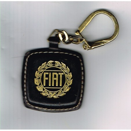 PORTE CLES FIAT "OR" SUR CUIR MARRON