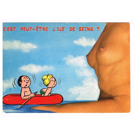 CARTE POSTALE HUMOUR SEXY  C'EST PEUT-ÊTRE L'ILE DE SEINS ?