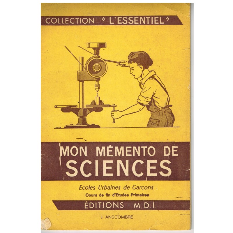 CAHIER MON MEMENTO DE SCIENCES - ECOLES URBAINES DE GARCONS