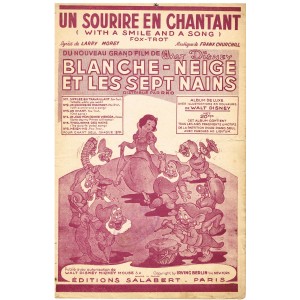 6 PARTITIONS DU FILM DE WALT DISNEY 1938 BLANCHE NEIGE ET LES SEPT NAINS