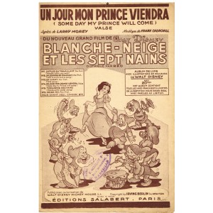 6 PARTITIONS DU FILM DE WALT DISNEY 1938 BLANCHE NEIGE ET LES SEPT NAINS