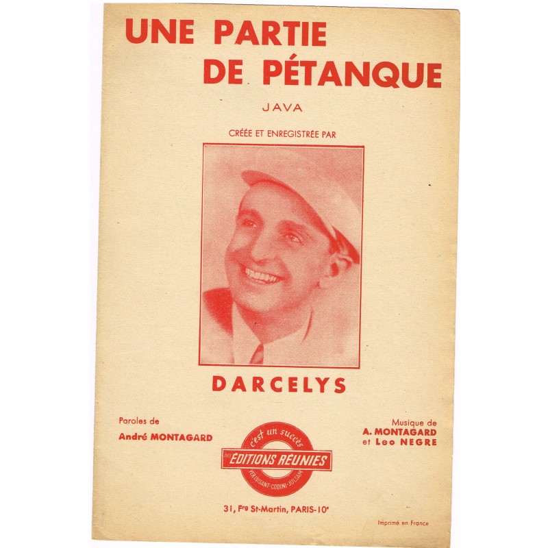 PARTITION DE DARCELYS - UNE PARTIE DE PETANQUE