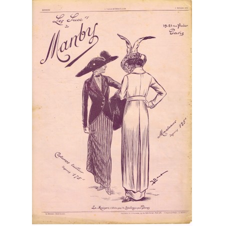 PUBLICITE ANCIENNE DE 1912 COSTUMES TAILLEUR - MANTEAUX MANBY PARIS ET VICHY