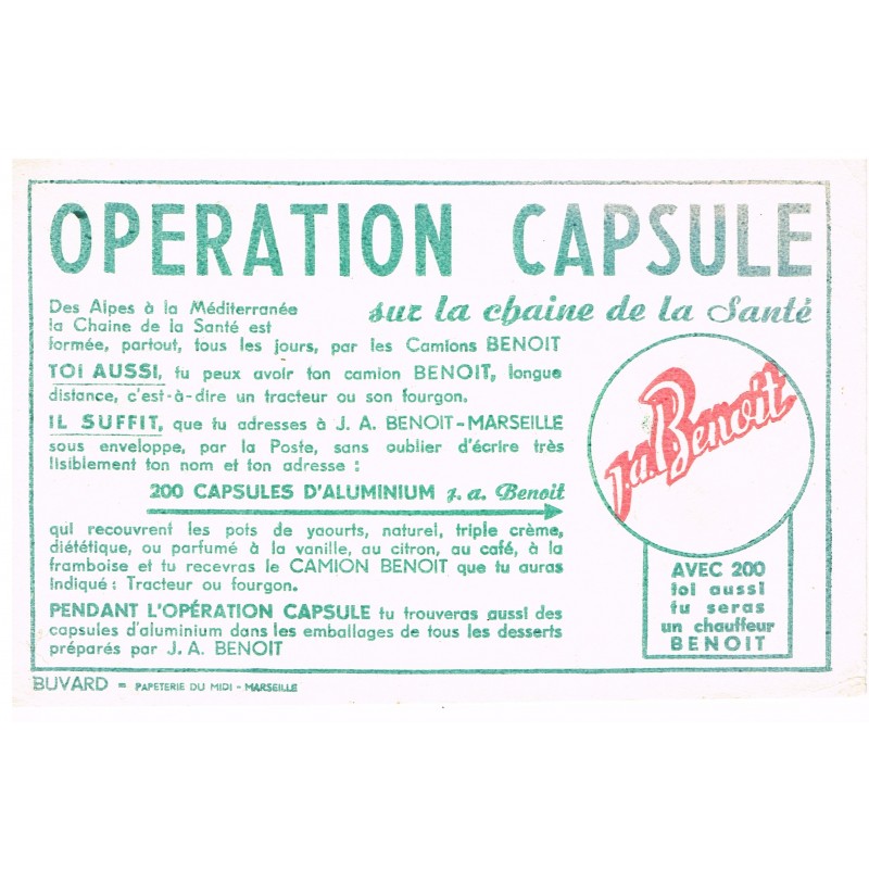 BUVARD OPERATION CAPSULE YAOURTS J. A. BENOIT