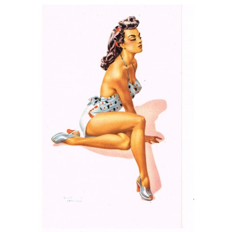 CARTE POSTALE PIN-UP EN MAILLOT BLEU - ANDRE BERMOND