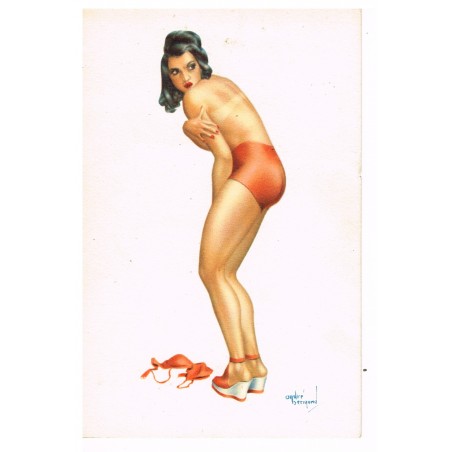 CARTE POSTALE PIN-UP "SANS LE HAUT !" - ANDRE BERMOND