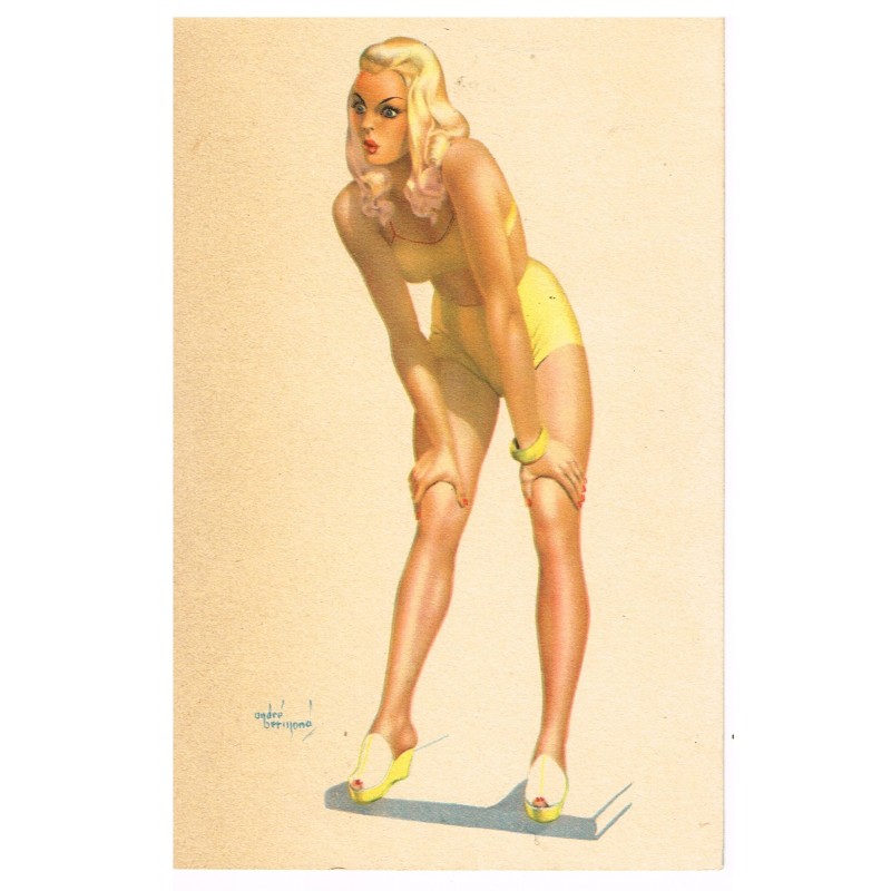 CARTE POSTALE PIN-UP EN MAILLOT JAUNE - ANDRE BERMOND CARTE POSTALE PIN-UP EN MAILLOT JAUNE - ANDRE BERMOND