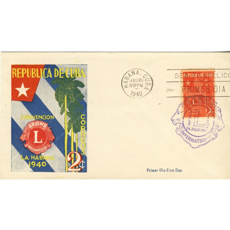 lion-club-timbre-et-obliteration-1er-jour-de-cuba-1940