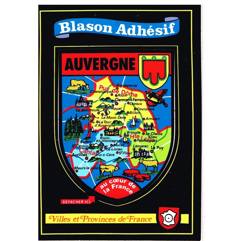 CARTE POSTALE BLASON ADHESIF - AUVERGNE