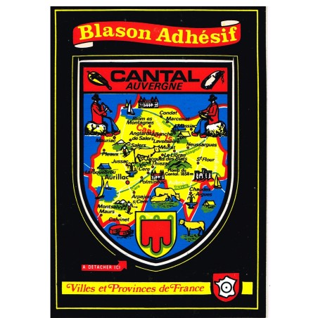 CARTE POSTALE BLASON ADHESIF - CANTAL