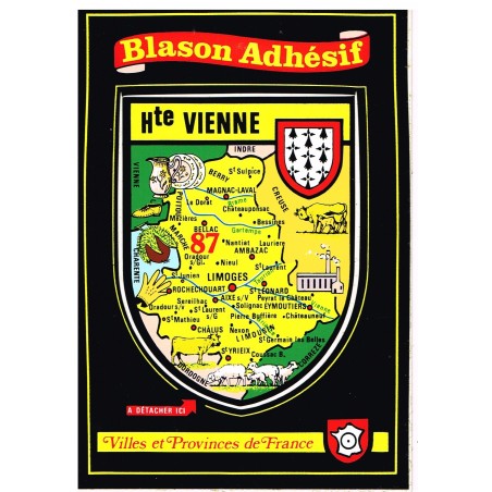 CARTE POSTALE BLASON ADHESIF - HAUTE VIENNE