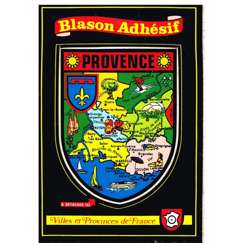 CARTE POSTALE BLASON ADHESIF - PROVENCE