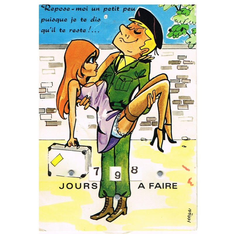 CARTE POSTALE A SYSTEME TROIS DISQUES - REPOSE-MOI UN PETIT PEU