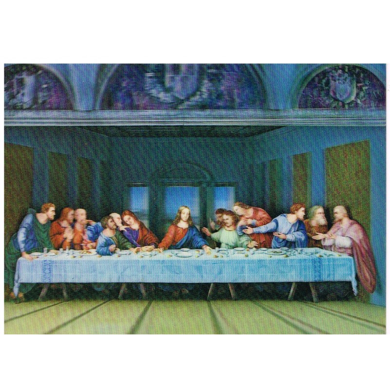 CARTE POSTALE LENTICULAIRE 3D  LA CENE