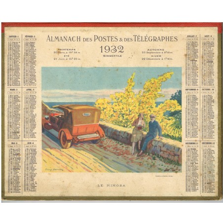 CALENDRIER ALMANACH DES POSTES ET DES TELEGRAPHES 1932 - LE MIMOSA