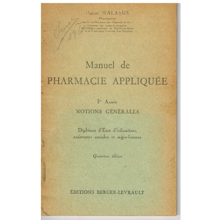 FASCICULE - MANUEL DE PHARMACIE APPLIQUEE 